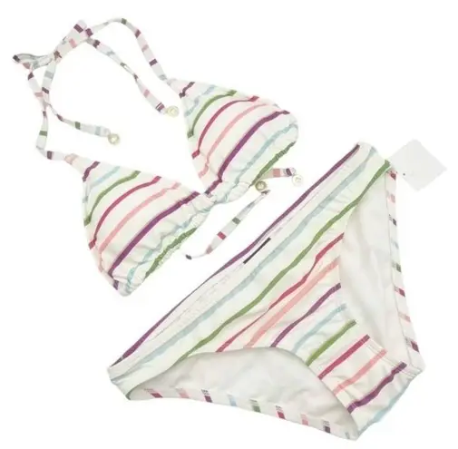 Kate Spade NWT  Party Stripe Triangle Bikini Two Piece Swimsuit Size Medium NEW