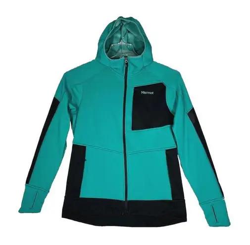 Marmot Shirt Womens Medium Green Black Dawn Hoodie Zip Up Jacket Casual Outdoors