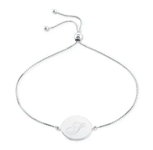Giani Bernini Engraved Script Initial S Disc Bolo Bracelet in Silver MSRP $85 NW