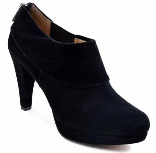 Adrienne Vittadini Ankle Boots Suede Leather Black Booties Size 9.5M New in Box