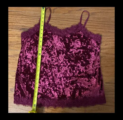 Crushed velvet/lace burgundy /red tank top