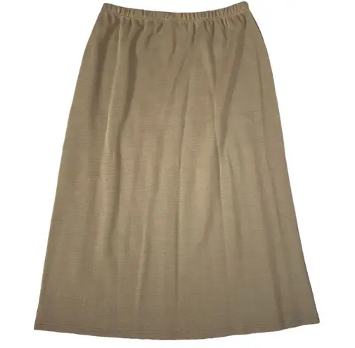 Nina Leonard  Skirt Large Light Brown Tan Midi Acrylic Pull On Waist Band