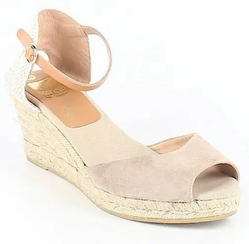 Anthropologie Kanna by  Suede Platform Espadrille Wedge Sandals Beige 40