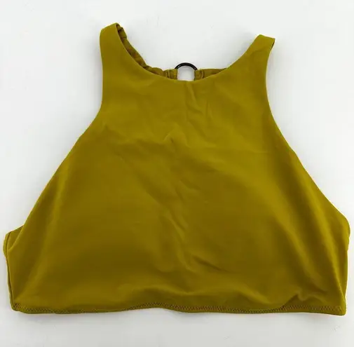 Aerie  High Neck Ring Bikini Top Cutout Crop Padded Mustard Large