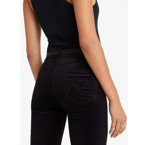 MOTHER Denim MOTHER High Waisted Looker Ankle Soft Skills Black Velvet Pants
