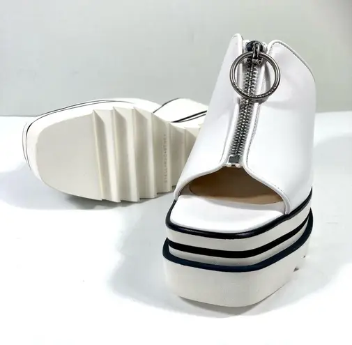 Stella McCartney Sneakelyse Platform Wedge Zip Slide Sandals White Size 40.5 EU