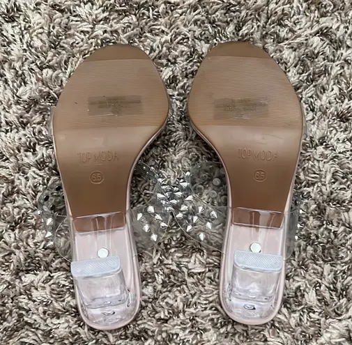 Top Moda Pink Nude Round Toe Studded Heel