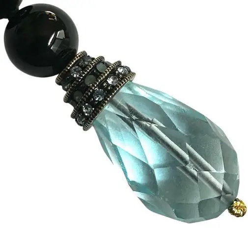 Heidi Daus Crystal Frog Necklace with Aqua Drop & Black Beads