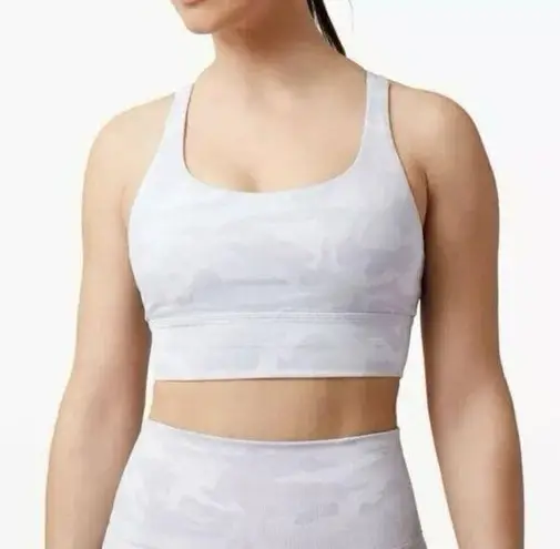 Lululemon Energy Sports Bra Long Line Women’s Size 4 Gray Camo No Pads