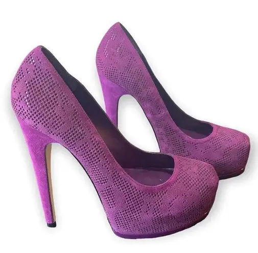 MADONNA Truth Or Dare Langlade Purple Suede Platform Heels Size 5.5