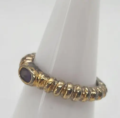 Vintage UTC Gold Plated Sterling Silver & Amethyst Ring (5.75) Purple