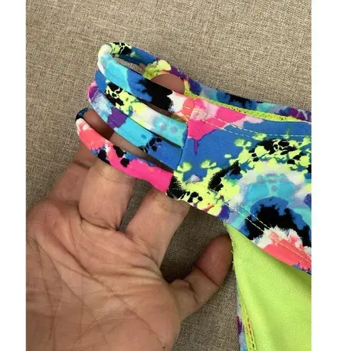 California Waves  women's Bikini Bottom Neon Tie Dye Size Medium