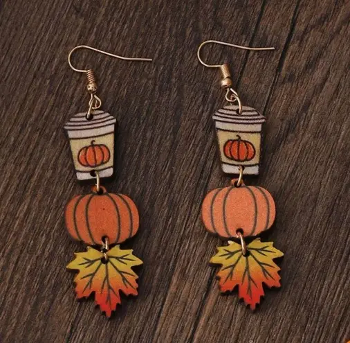 Pumpkin Spice Latte / Pumpkin / Autumn Leaf Earrings