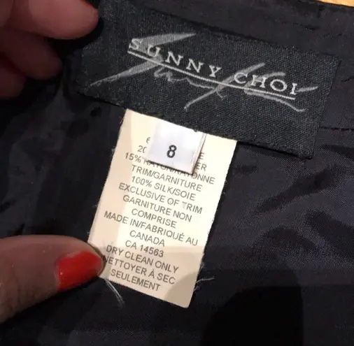 Sunny Choi Vintage Y2k Pencil Fit Bodice Slit Split Formal Evening Prom Whimsgoth Rave Plain Elegant Black Size 8