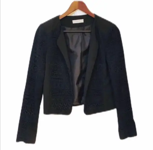 Nordstrom Elodie Black Lace Open Front Blazer Jacket Crop M