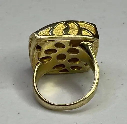 Silver Vermeil Statement Ring Size 6 1/4 925 Italy Bold Modern Jewelry Piece