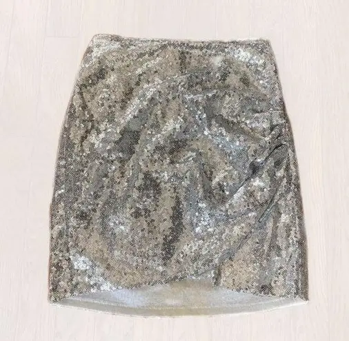 gold silver sparkle ruched skirt
