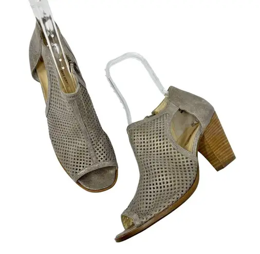 Paul Green Tianna Metallic Leather Peep Toe Heeled Sandals Size 9