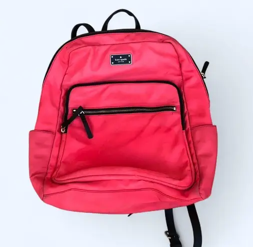 Kate Spade Large Pink Nylon Wilson Bradley Backpack Bag Purse Preppy Academia. Great for laptop books school university college work. Lots of space Measurements in pics - Image 1