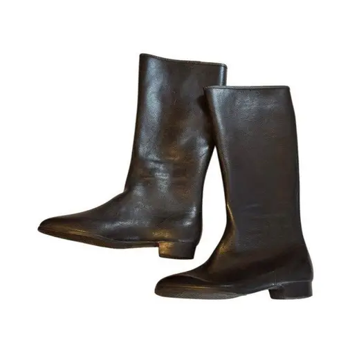 Vintage Womens Waterproof Black Riding Boots With Faux Fur Lining Size 6