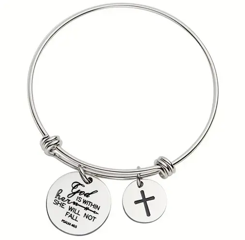 New Stainless Steel Silver Christian Bible Verse Jesus Christ Bracelet Jewelry