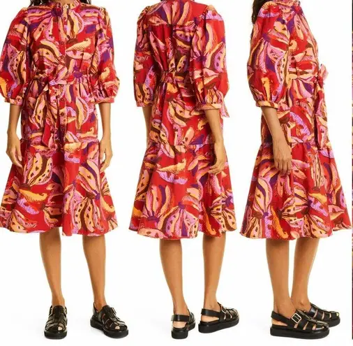 Farm Rio Banana Juice Balloon Sleeve Cotton Dress