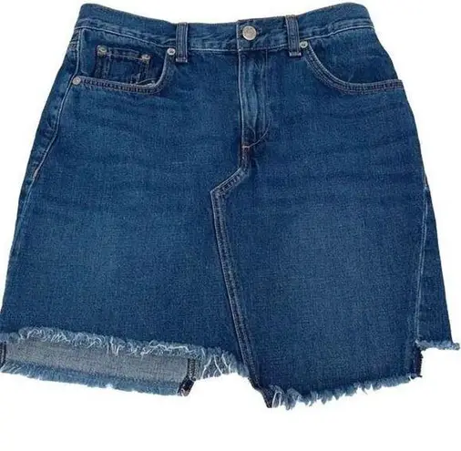 Rag and Bone  Women’s Denim Mini Skirt Size 26 Eddy Wash Dive Frayed Hem Blue