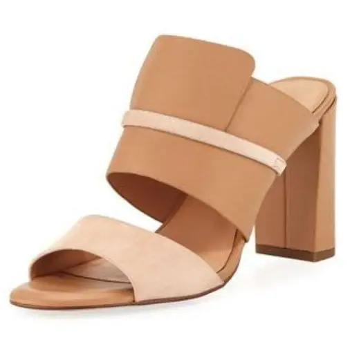 Halston Heritage Zarla Heeled Sandal Combo Slide Mule in Paloma Leather Size 10