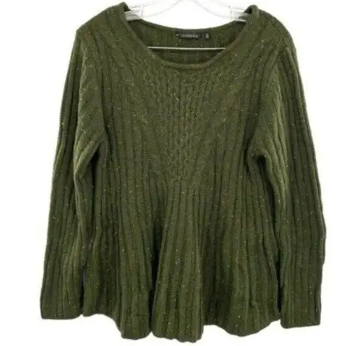 Hannah Hunter Hannah Green Confetti Cable Knit Sweater Chunky Cozy XL