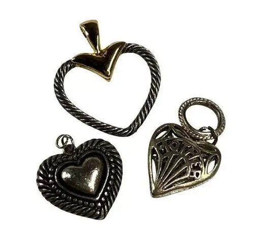 Heart Shaped Pendants for Necklace Wear Silver and Gold Tone Metals Interchange
