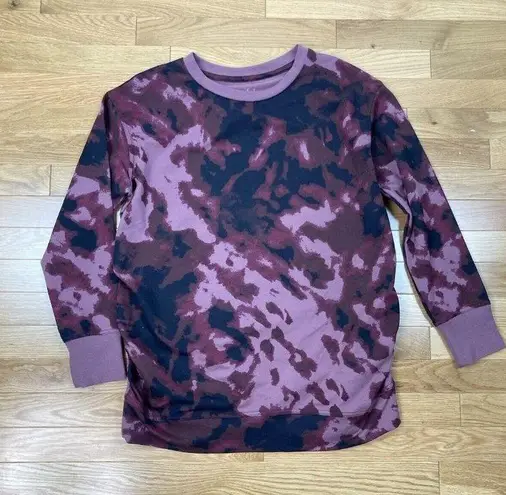 NWOT Isabel Maternity Size M Burgundy Tie Dye Match Back Sweatshirt Long Sleeve Purple Size M