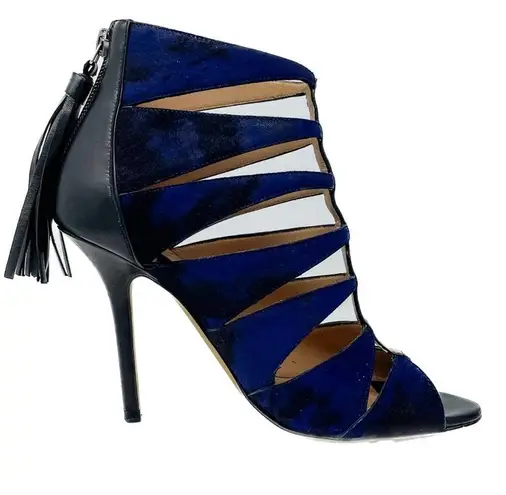 Alexa Wagner Heidi Pony Hair Cage Tassel Zip Stiletto Booties Sandals 37 / US 7 Size 6