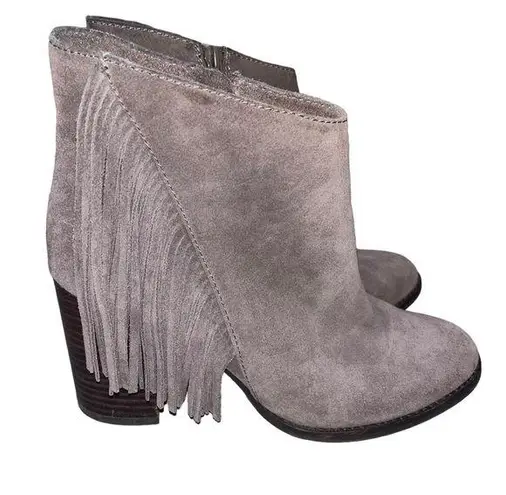 Arturo Chiang Reiden Gray Suede Fringe Booties