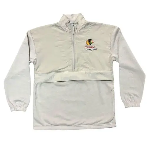 NHL Chicago Blackhawks Women's 1/2 Zip Pullover Sweatshirt Beige, S Tan