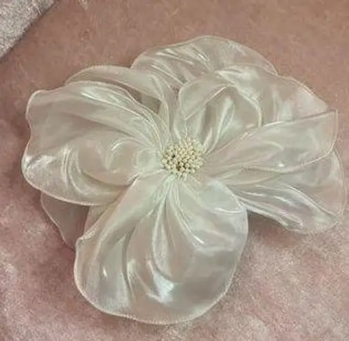 White satin flower pin/hair accessory