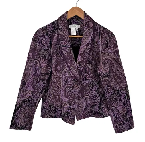 Coldwater Creek Vintage Y2K Jacket Womens 8P Purple Paisley Forest Fairy Lined