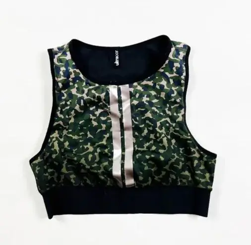 Ultracor  Altitude Camo Army Print Pattern High Neck Athletic Work Out Sports Bra