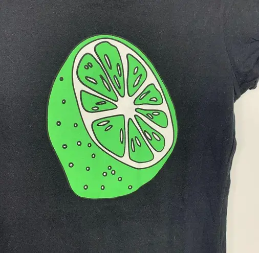 Dorothy Perkins Black T-Shirt Green Lime London Size Small