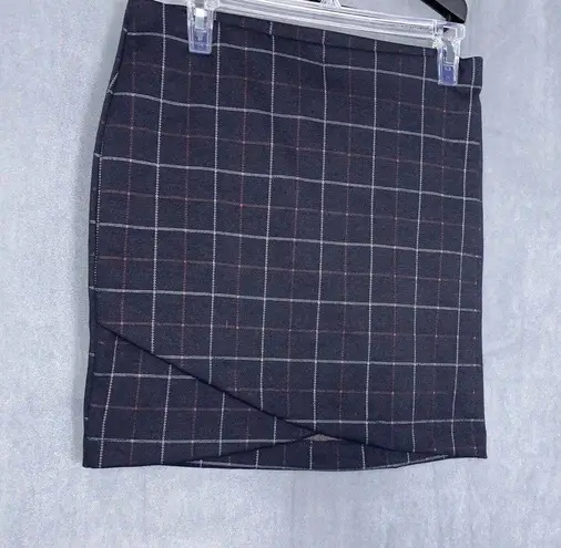 Vylette Women's Ponte Knit Mini Skirt Size Medium Elastic Waist Dark Plaid