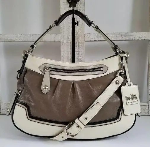 Coach Limited Edition Madison Spectator Cream/Taupe Hobo in Grey/White Bag