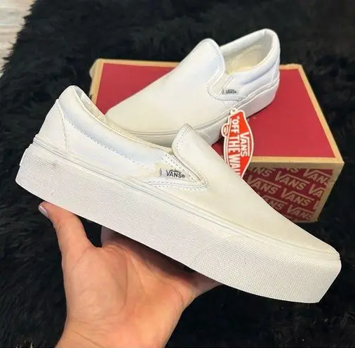 Vans  off the wall white platform slip on shoes sneakers women’s 7.5 new