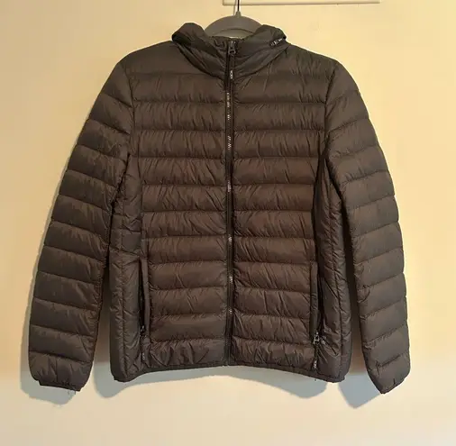 Tumi Women’s Clairmont Packable Travel Puffer Jacket Gray Size Medium Coat Silver