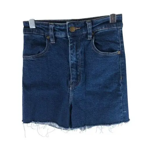 Rollas Cutoff Denim Shorts High Rise Stretch 25 Blue