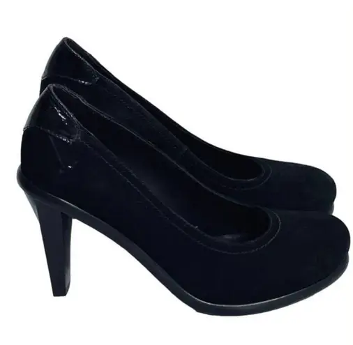 Black Suede And Patent Leather Platform Pumps Size 7.5