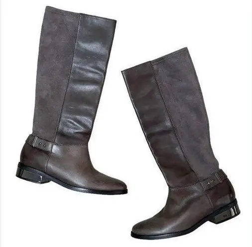 Cole Haan NEW  Gray Leather & Suede Patchwork Adler Riding Boots Size 8 - Image 1