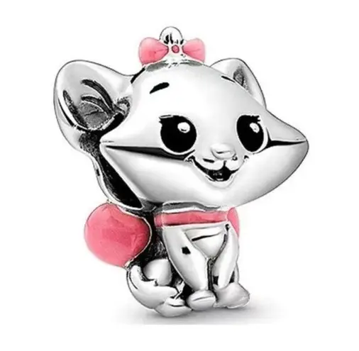 Aristocat Marie Sterling Silver Charm Black & Pink
