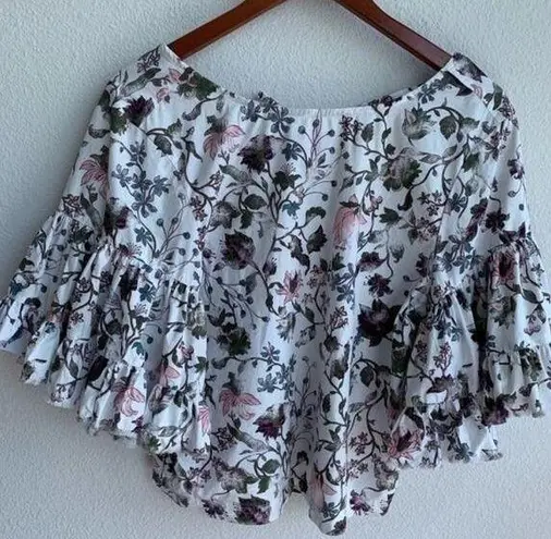 Melrose and Market Ruffle Sleeve Floral Top Statement Sleeves SP
