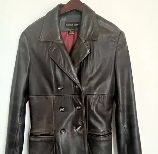 Classiques Entier Vintage Distressed Leather Women’s Blazer Jacket Size Small