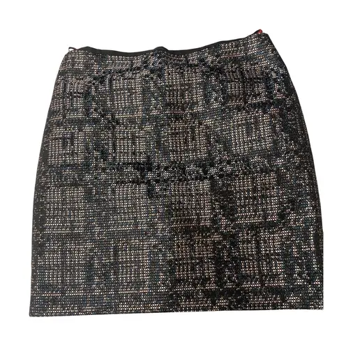 Hugo Boss Black Blue Metallic Textured Sheath Mini Skirt Size Small