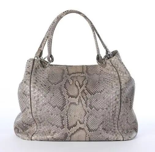 Cape Cobra Grey Snakeskin Large Shoulder Bag Gray